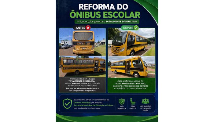 Campo Bonito - Ônibus escolar passa por reforma e garante mais segurança aos estudantes